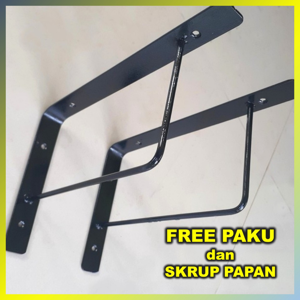 Besi Siku L Penyangga Rak Dinding Papan Ambalan Tempel Multifungsi