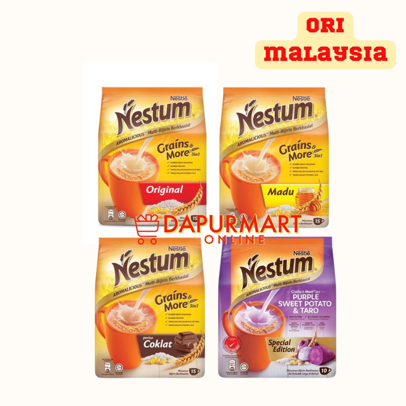 

Nestum 3 in 1 sachet Malaysia Original Madu Cokelat Purple sweet potato & taro ,kurma