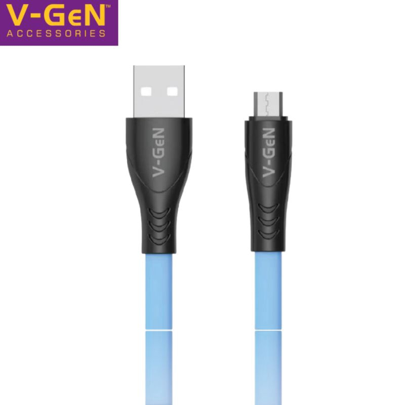 Kabel Data Micro Usb V-Gen VCB-22 3A Fast Charging Flat Kabel Data Original Vgen