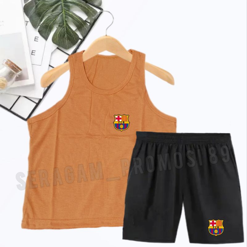 Baju Stelan Singlet Anak Laki-Laki / Setelan Santai Anak-Anak / Stelan Katun Anak Laki / Stelan Barca Anak-Anak