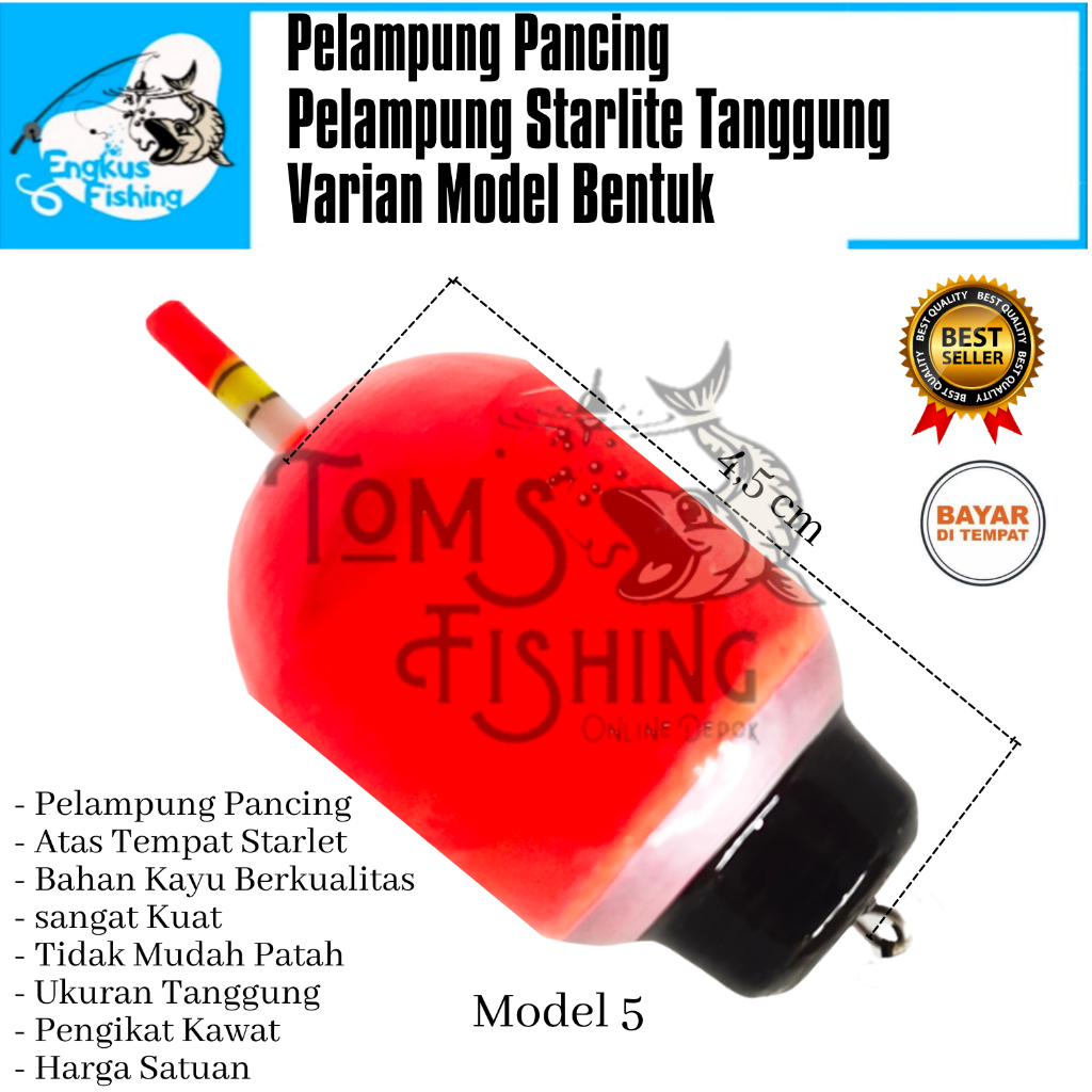 Pelampung Pumbul Pancing Starlite Kayu Tanggung Besar 4.5cm Varian model Murah - Engkus Fishing