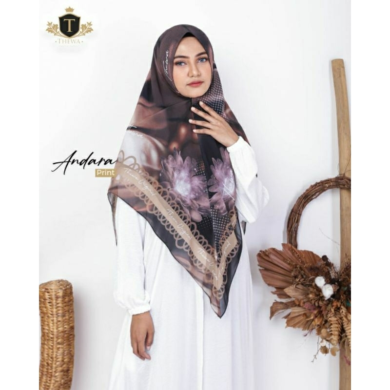 Khimar Ceruty Babydoll Andara Printing ori Thewa