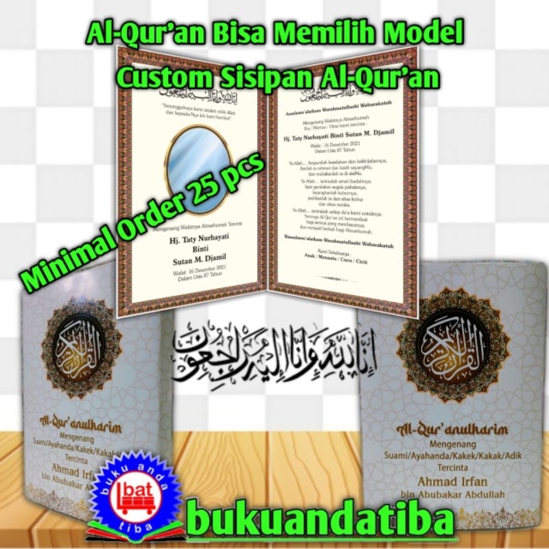 Wakaf Alquran Custom Untuk Acara 40/100 Harian - Tahlil - Haul - Souvenir