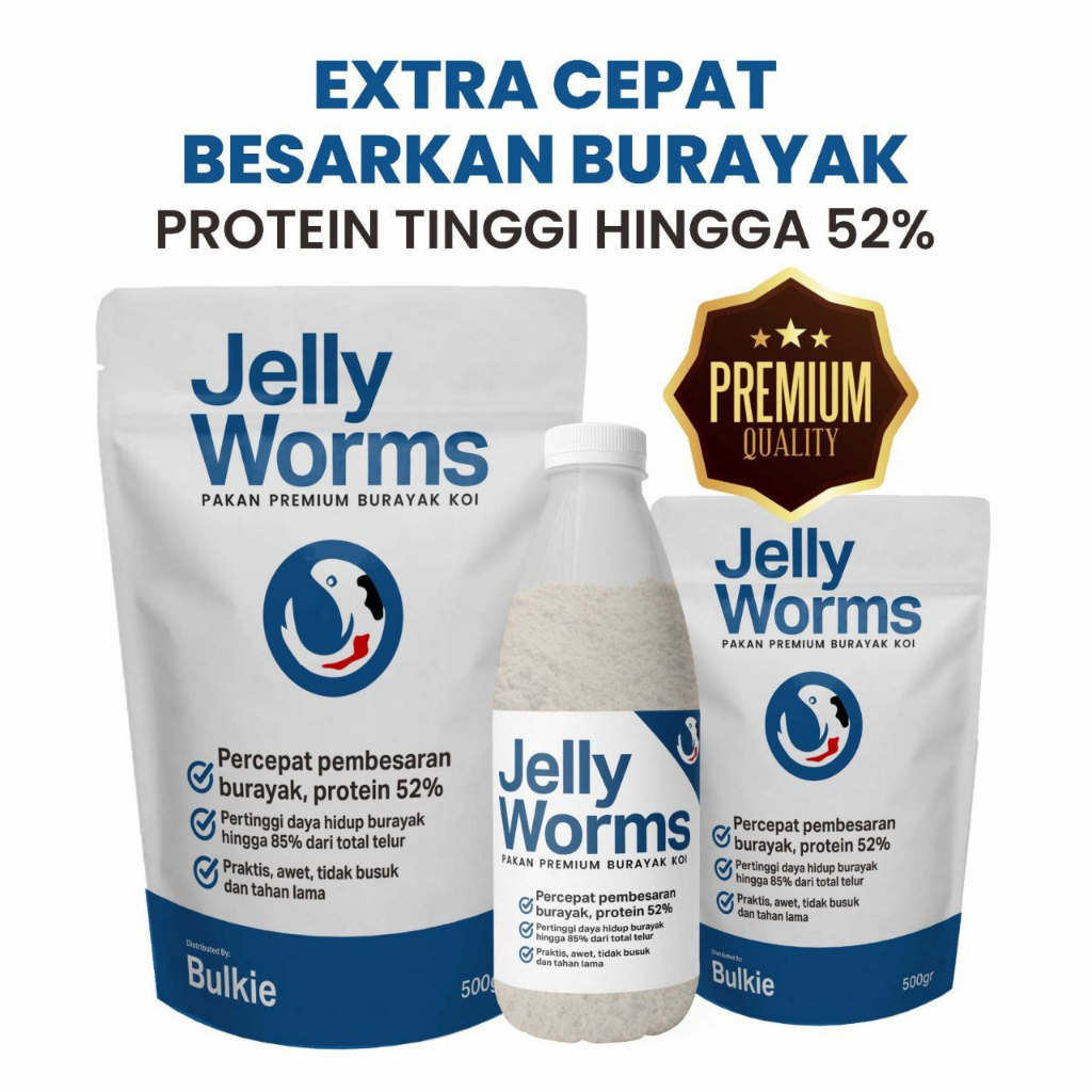 Jelly Worm Pengganti Casut Dan Kutu Air Untuk Anakan koi Cupang Semua jenis Ikan Berprotein Tinggi H