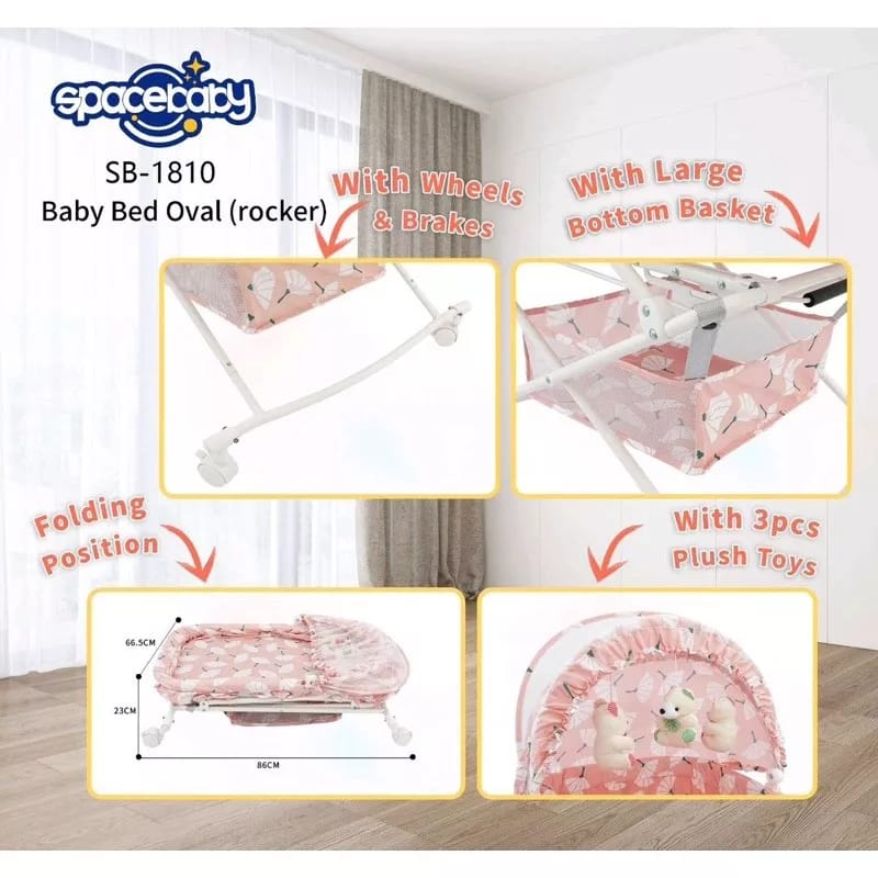 Spacebaby SB-1810 Baby Bed Oval Rocker / Tempat Tidur Bayi