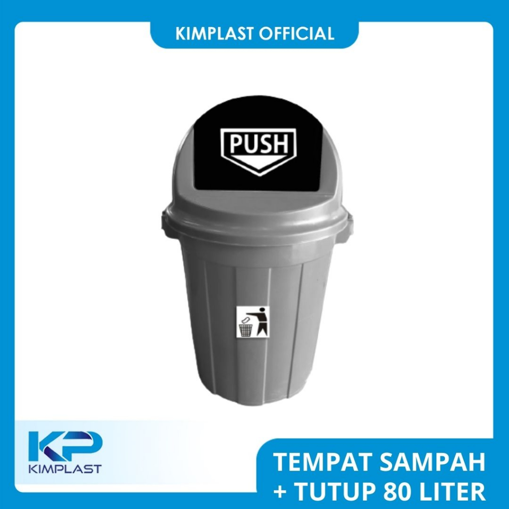 KIMPLAST Tempat Sampah + Tutup 80 Liter/ Tempat Sampah Besar/ Tong Sampah/ Tong Sampah Besar