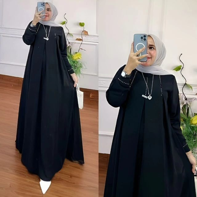 GAMIS WANITA ERINA DRESS MC BAHAN CERUTY BABYDOLL LD 100 -120 CM PB 140 GAMIS WANITA TERBARU 2023 KEKINIAN / DRESS CERUTYY BBAYDOLL PREMIUM / MAXY DRESS WANITA JUMBO / GAMIS MUSLIM MODERN