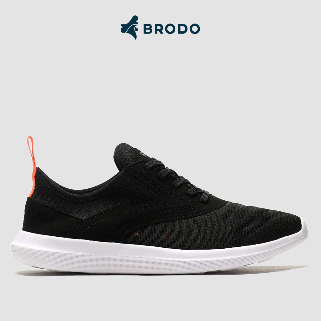 BRODO Active Kaze Racer Black White Original Sepatu Sneakers Sport Running Hitam Putih