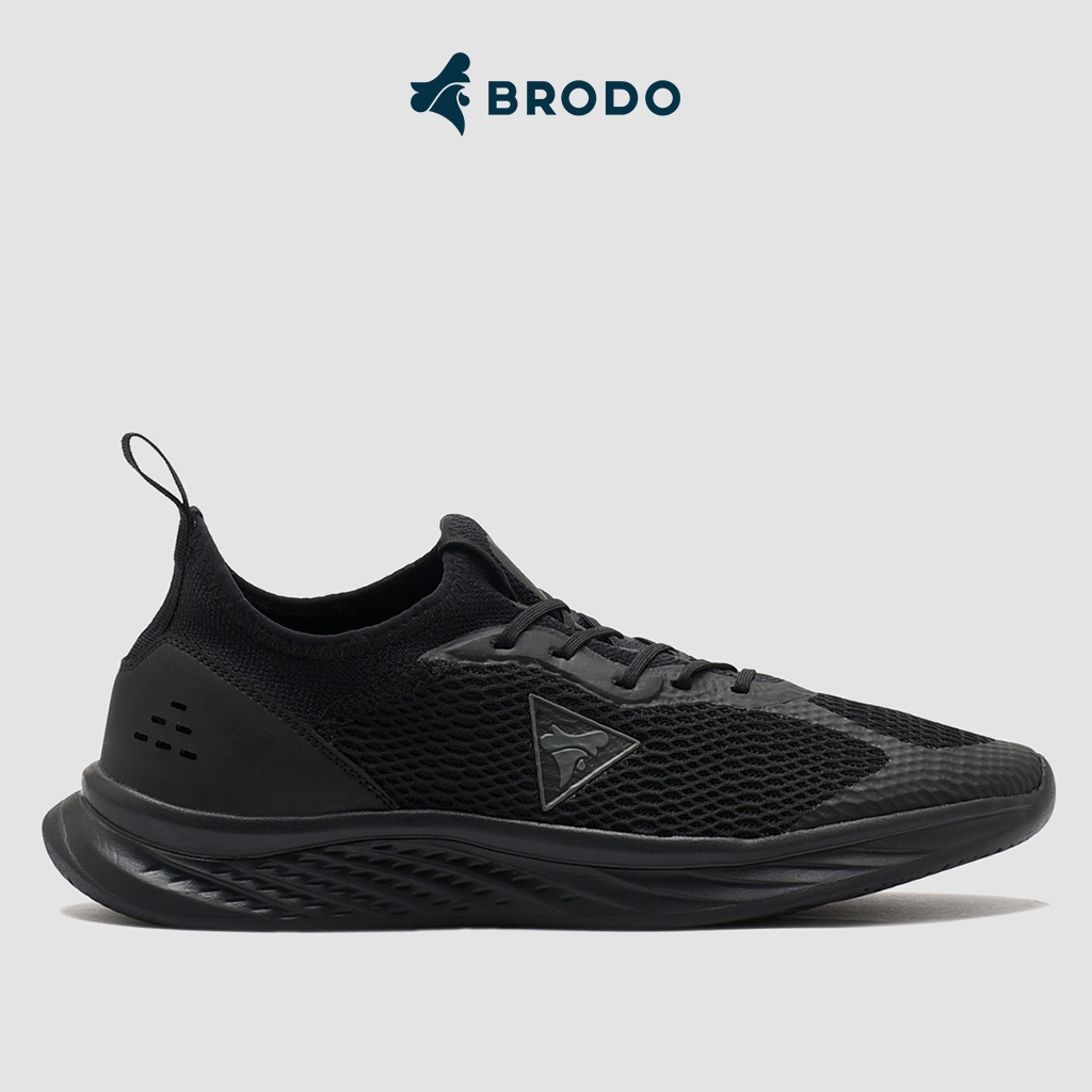 BRODO Active Pacer Full Black Original Sepatu Sneakers Sport Running Hitam Polos