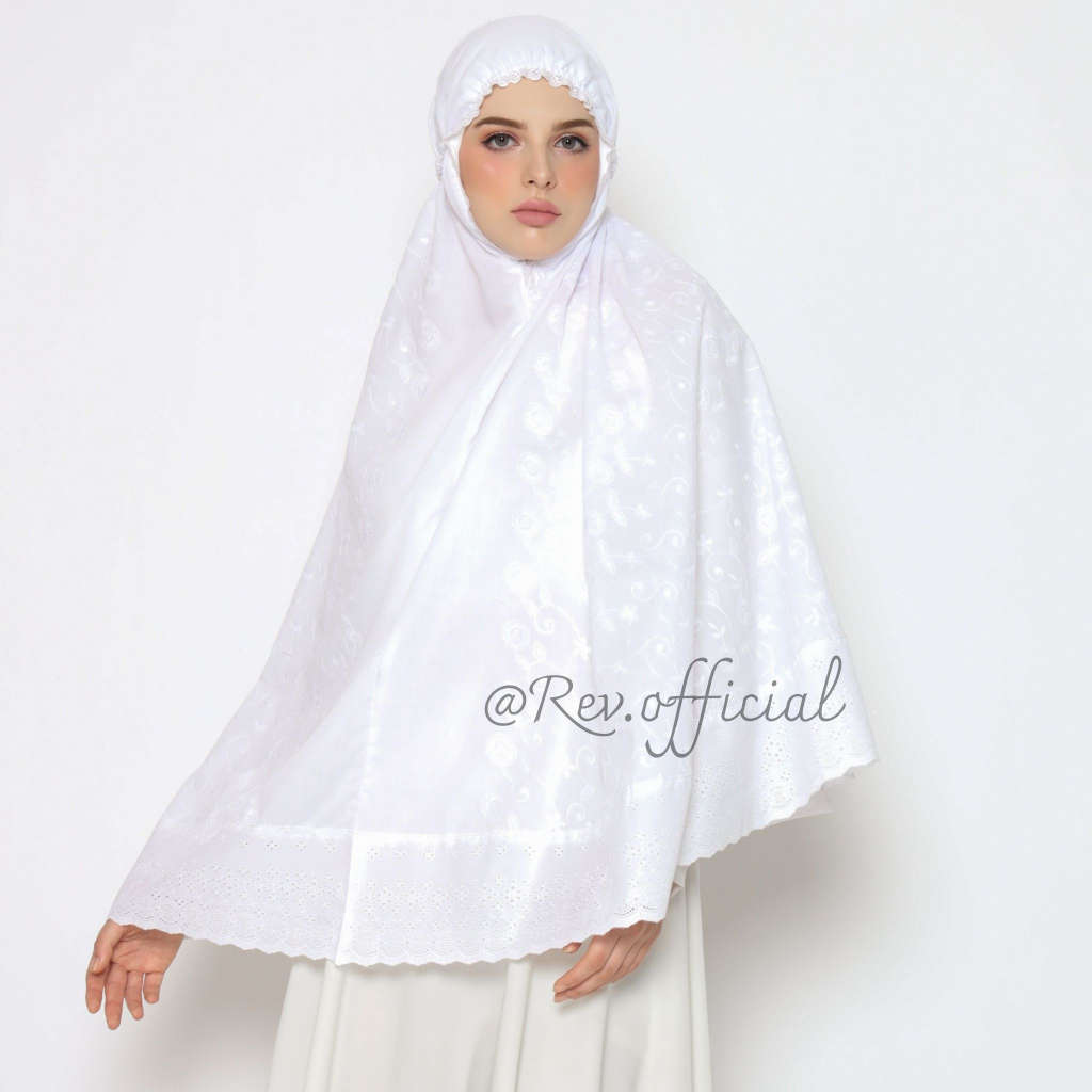 Bergo Umroh Super Jumbo kerudung Umroh full bordir Renda Katun
