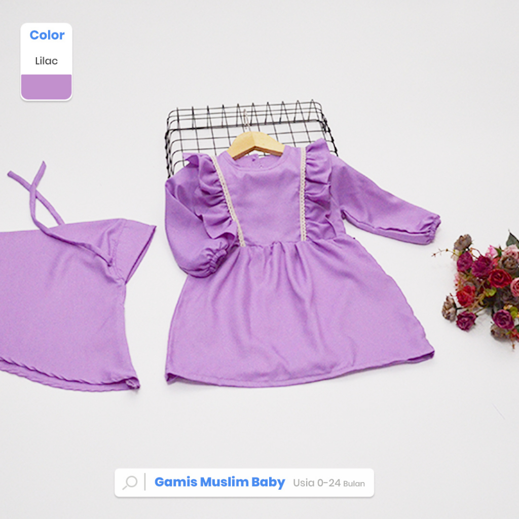 GAMIS BABY CANTIK PEREMPUAN+HIJAB. / BAJU BAYI MURAH