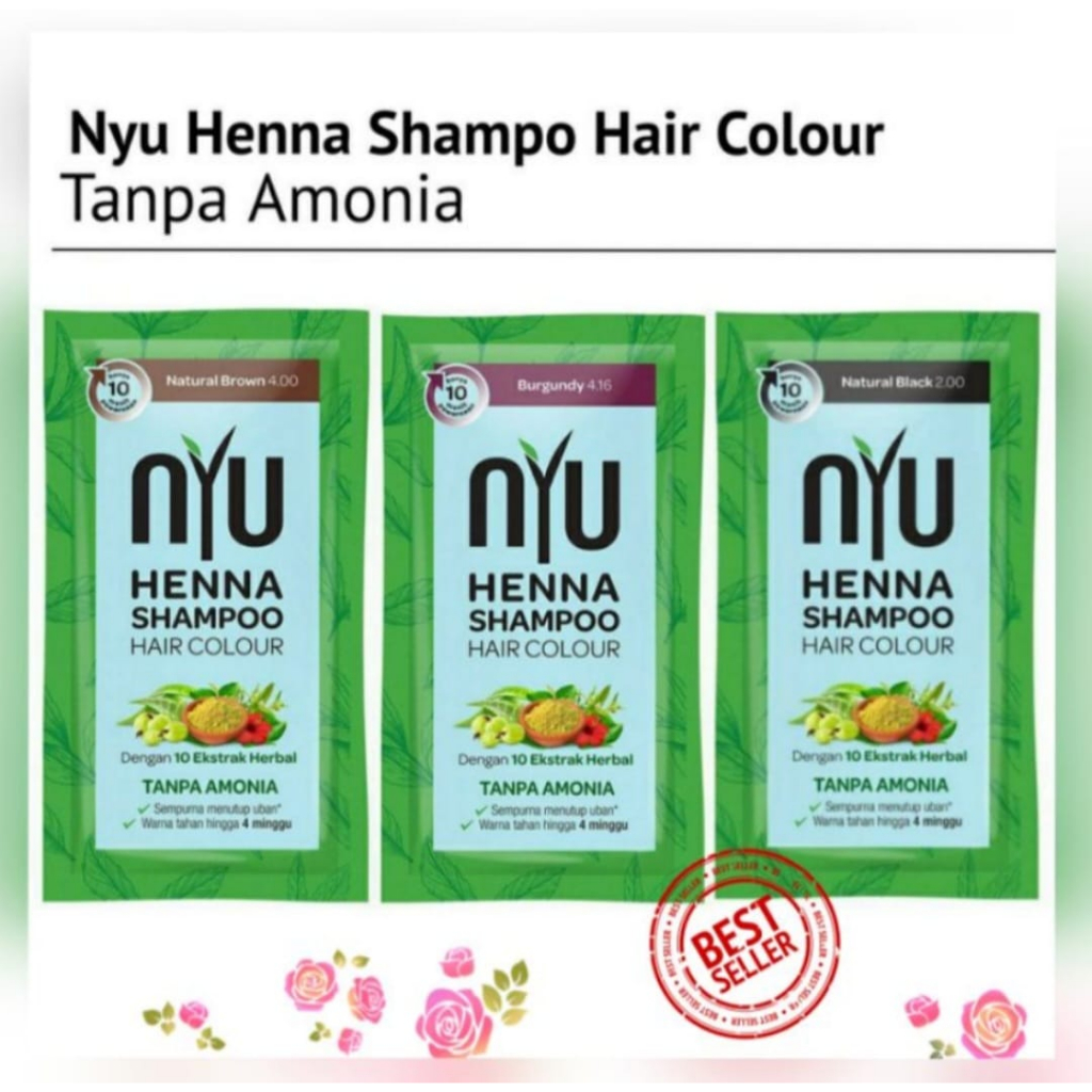 Nyu Henna Shampoo Hair Colour 1 kotak isi 4 bgks