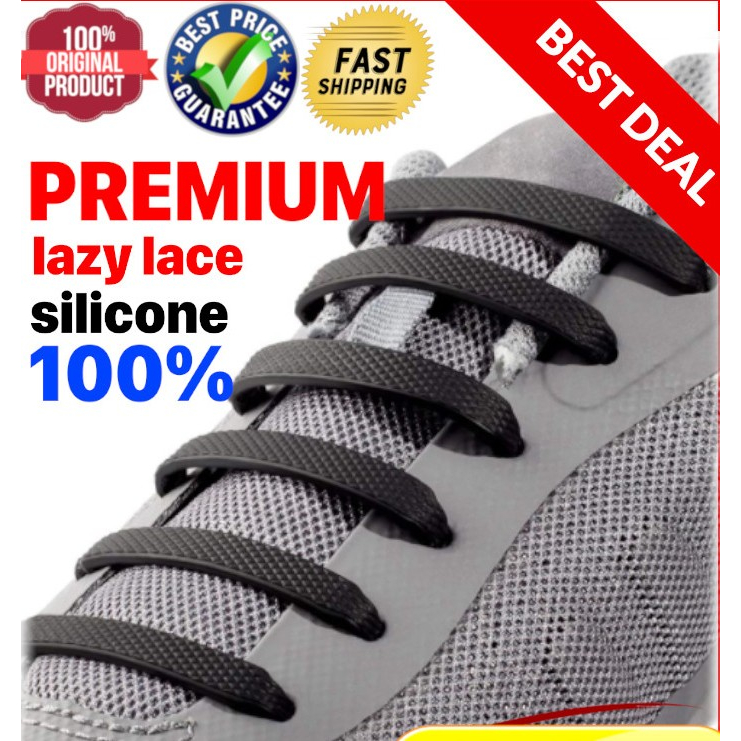 Tali Sepatu Silicone shoelace SILIKON KARET LAZY SHOELACES isi 16