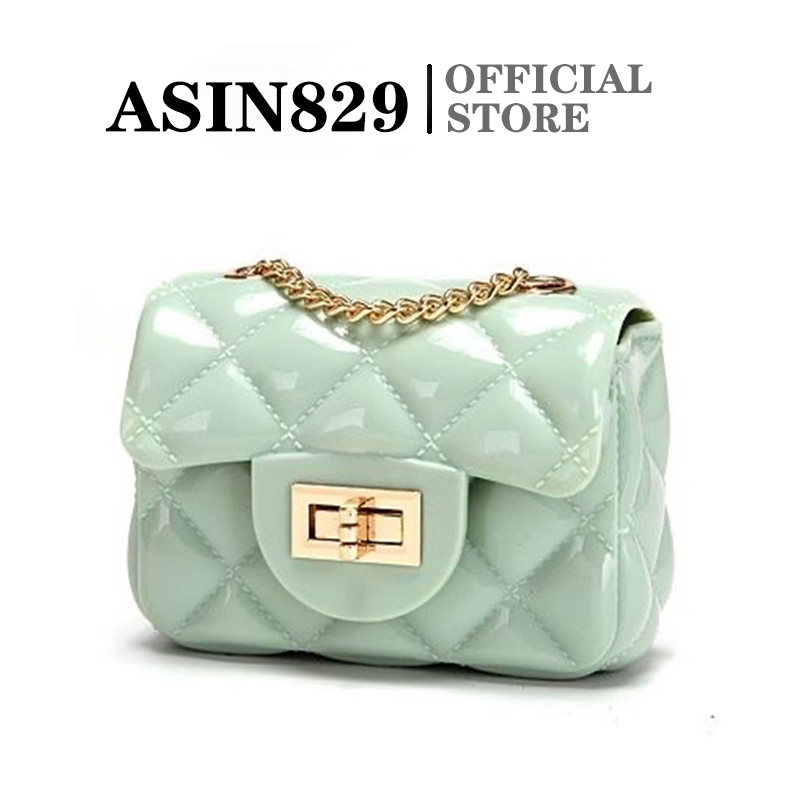 ASIN829 Tas Rantai Mini Wanita Tas Slip Fashion Wanita Tas Jelly Lucu T61 Travel Shopping Fashion Tas Bahu Wanita