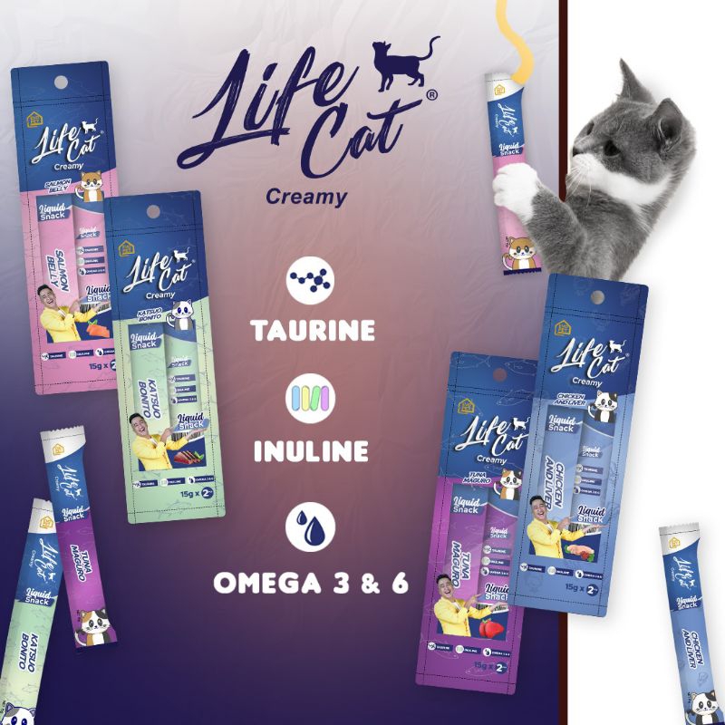 Life Cat Creamy Treats Snack 1pcs (isi 2) / Cemilan Kucing Life Cat Liquid