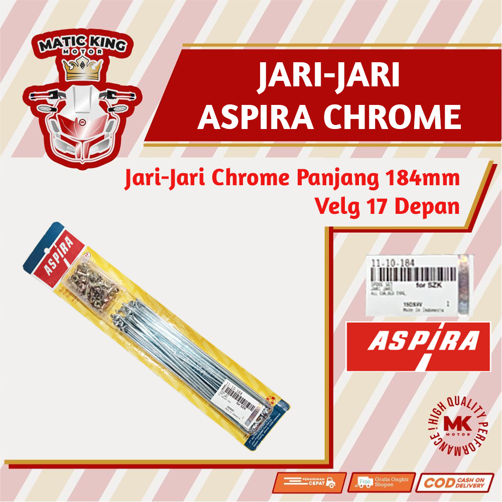 Jari jari Ruji Velg 17 ukuran 184 Honda Vario Beat Scoopy PCX Supra X Blade Karisma Revo Chrome Aspira