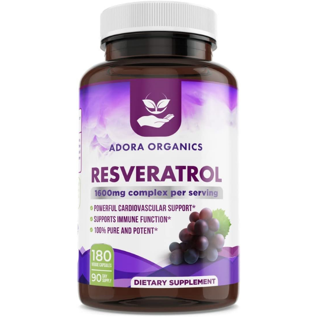 Adora Organics Resveratrol 1600mg Trans-Resveratrol Antioxidant Supports Joint Healthy Aging &amp; Heart