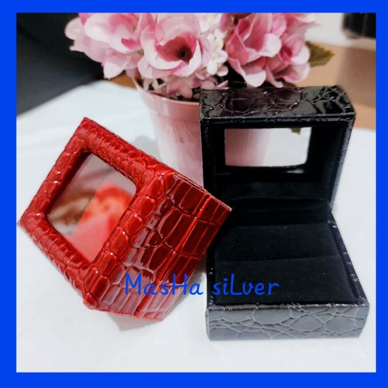 KOTAK CINCIN/WEDDING RING BOX/KOTAK SESERAHAN/TUNANGAN BERBAHAN KULIT KACA TRANSPARANT