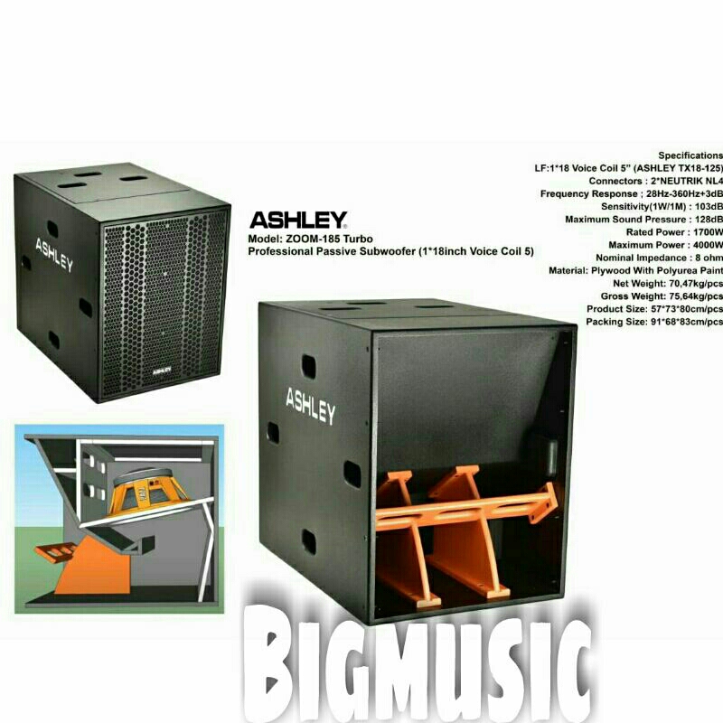 Subwoofer Pasif Ashley Zoom 185 Turbo Original Passive Sub 18 inch
