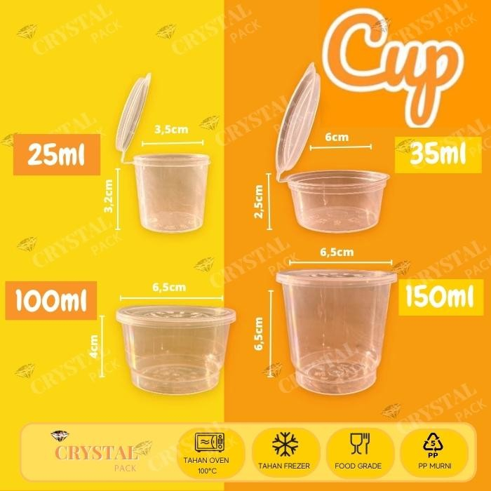 Thinwall Cup 25ml 35ml 100ml 150ml Pack Plastik Bulat Cup Sambal Saos