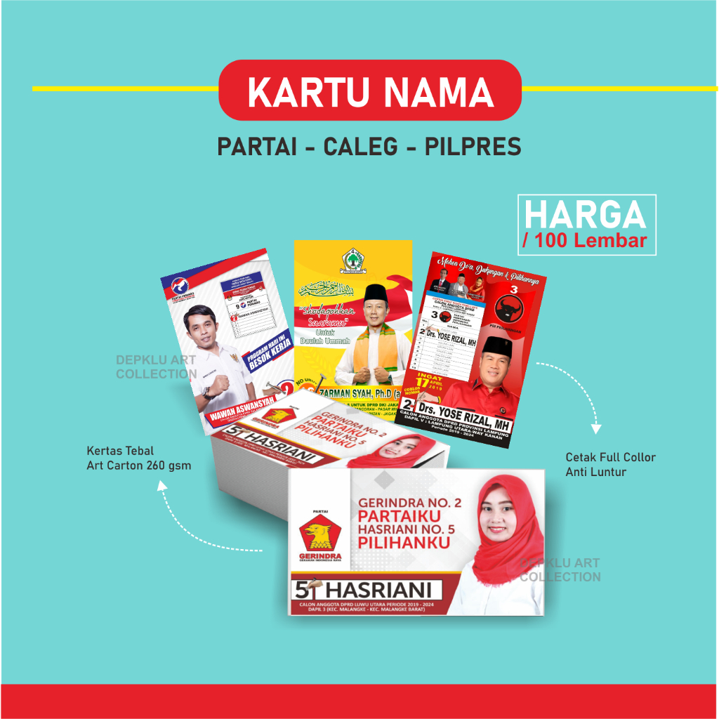 Kartu nama Caleg Partai - kampanye partai Caleg Pilpres Pilkada Pilgub