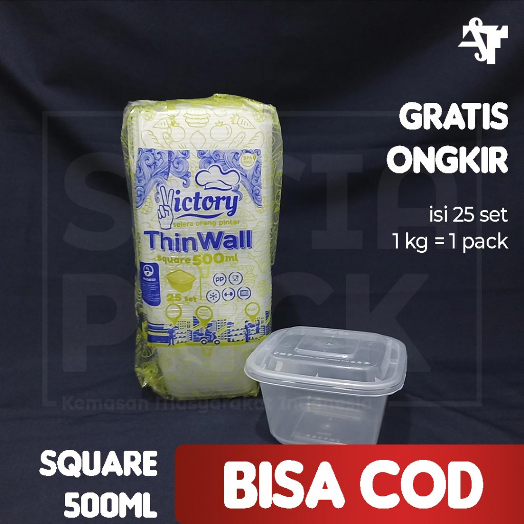 Kotak Makan Plastik Thinwall 500ml Food Container Dessert Box Kotak Tempat Penyimpanan Makanan PER P