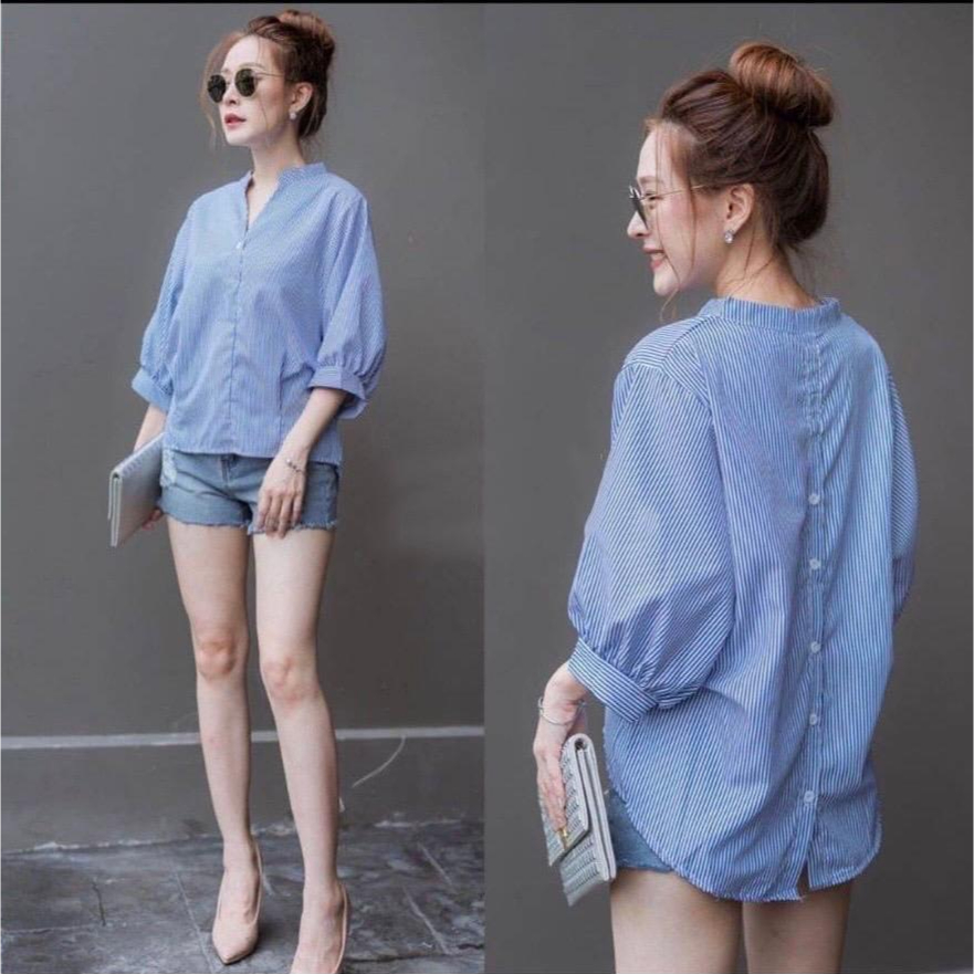 atasan fashion wanita / korean blouse / moga blouse LD 110 / blouse atasan vneck wanita