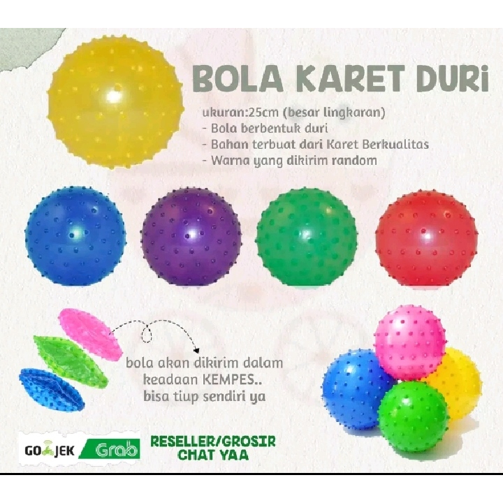 Promo Mainan Bola Karet Duri Warna-Warni