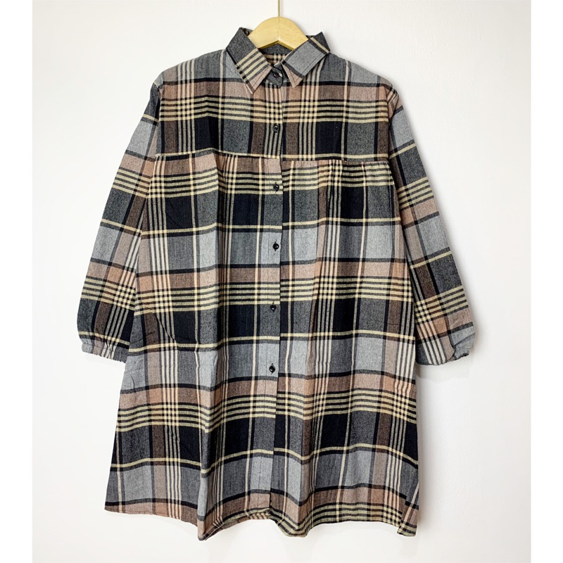 Tartan Tunik Kemeja Flanel Import