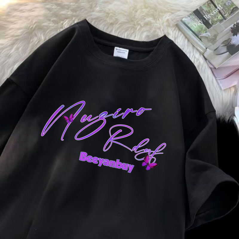 RDGF Kaos trendi pria jalanan Amerika tren kepribadian hip hop rock kaos hitam/A0893