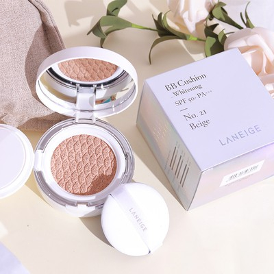 LANEIGE BB Cushion Whitening SPF 50+PA+++BB Foundation Makeup(Refill/Case + Isi+Puff) No.13 | No.21 (Complete)