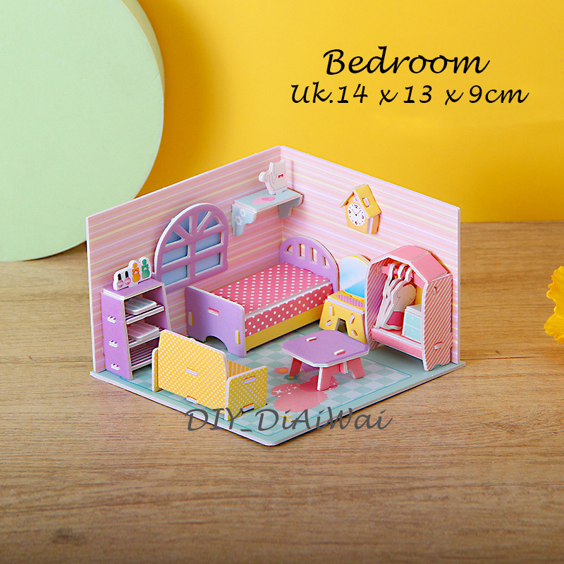 Puzzle 3D DIY bahan foam &amp; paper BEDROOM mainan puzzle edukasi anak (kado,pajangan,dekorasi)