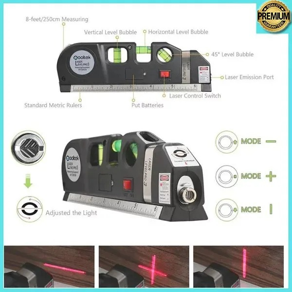 Meteran Laser Waterpas Digital - Meteran Water Pas Laser Level 3Pro Vertikal Horizontal - Penggaris 