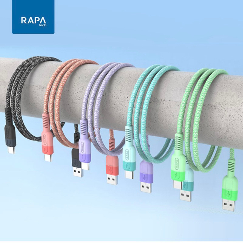 RAPAtech Kabel Data Type C Fast Charging 3A QC3.0 Nylon Braided Data Cable Usb Type C Super Speed