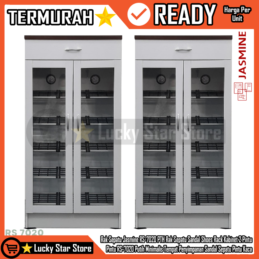 [Kargo]  Rak Sepatu Jasmine RS-7020 PTH Rak Sepatu Sandal Shoes Rack Kabinet 2 Pintu RS-7020 Putih M