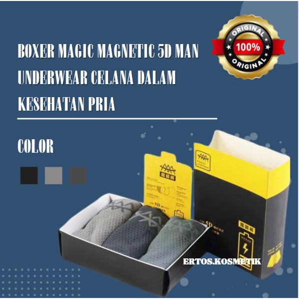 [ 3 Pcs ] Boxer Magnetic 5D Celana Dalam Pria Kesehatan