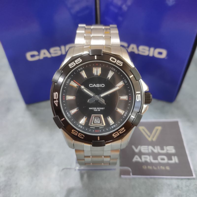 Jam Casio CS MTD 1063BD 1AV MTP-1063BD-1AV Pria Rantai Silver Bulat