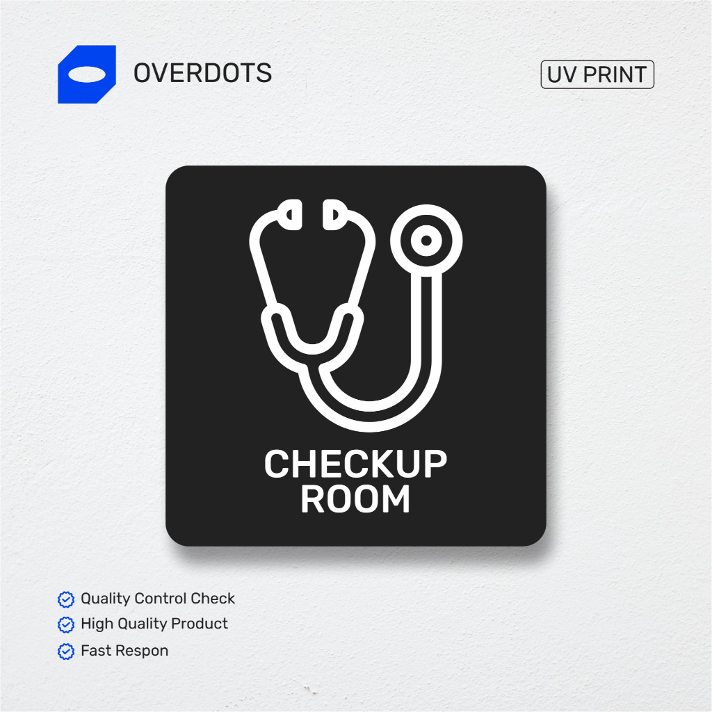 

Overdots Tulisan Checkup Room 1 Sign Board Akrilik Tempel Dinding Papan Acrylic | Custom Akrilik Print UV