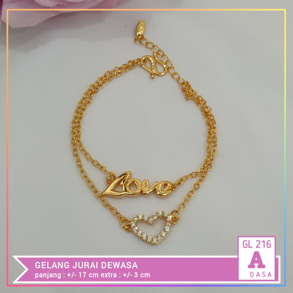 Gelang xuping gelang rantai layer love kombi perhiasan lapis emas gold GL 216