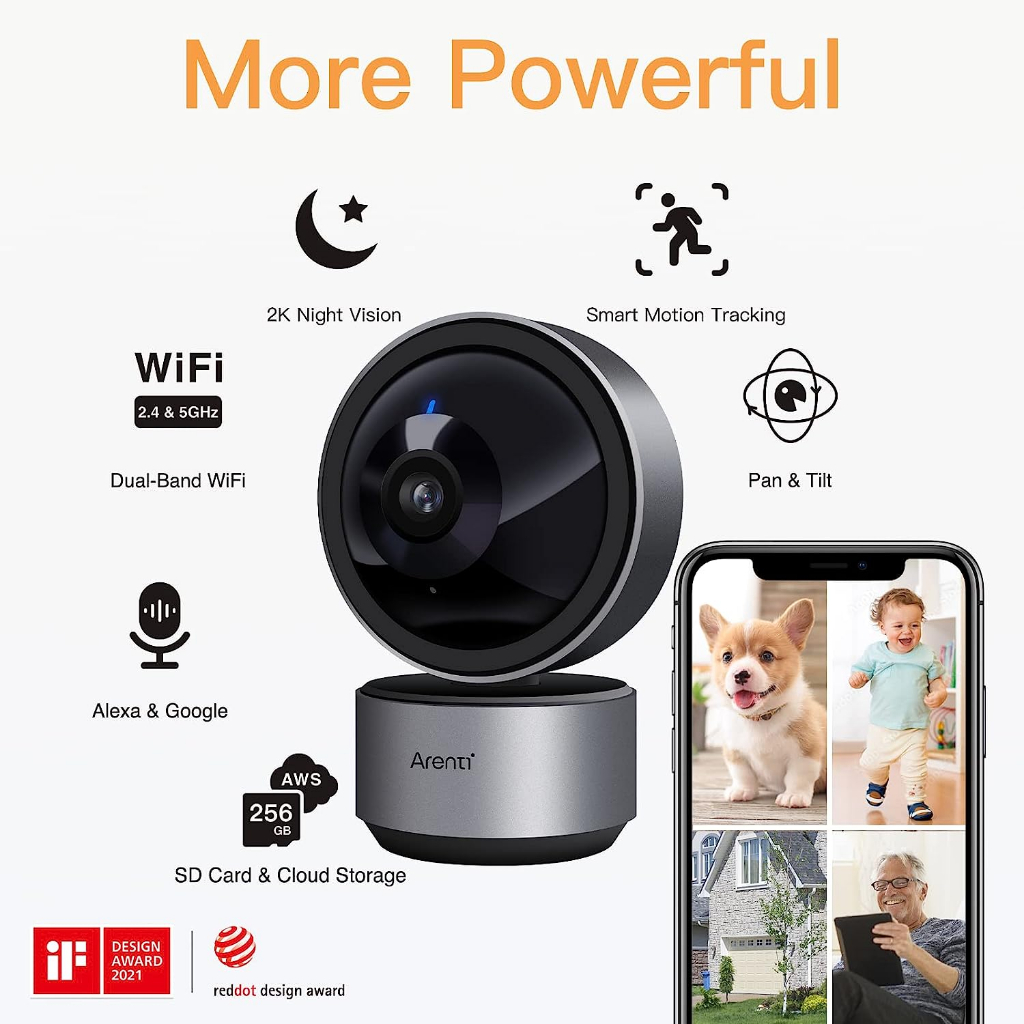 ARENTI DOME1 Kamera Cctv 2K Wifi 350° Ip Security Camera Night Vision Rumah Gudang With App