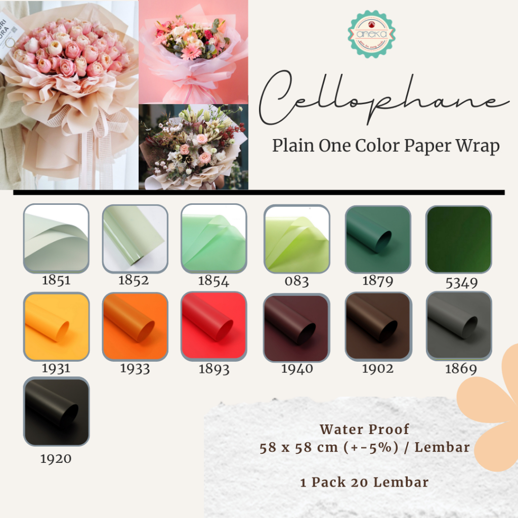 AnekaBenang -  [PACK] One Color  Kertas Bunga Wrapping Cellophane Paperwrap Buket Bunga Bungkusan Bunga / Flower Wrapping