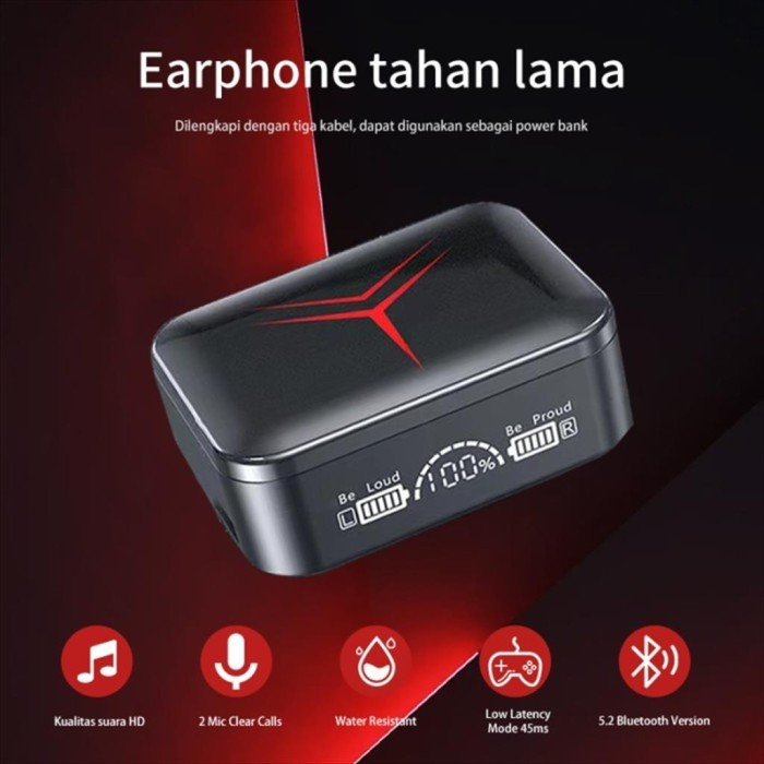 TWS M88 PLUS ENC TWS Gaming True Wireless Earbuds TWS M88 Earphone - Hitam