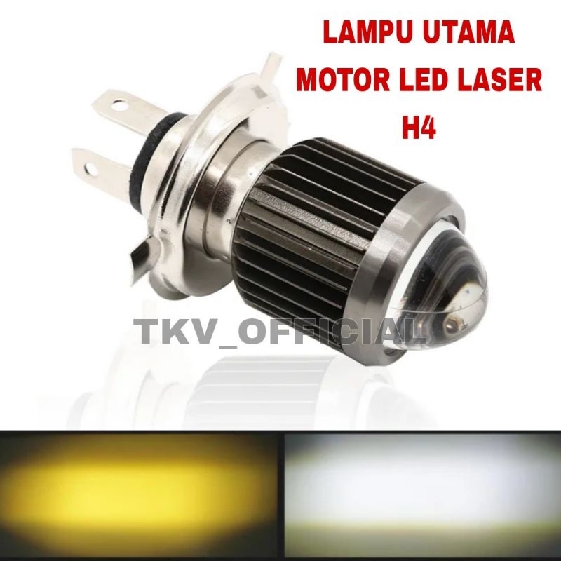 BOHLAM H4 LED/ LED H4 SUPERSONIC LASER/LAMPU DEPAN MOTOR H4 LED LASER AC DC SUPER TERANG ANTI KABUT