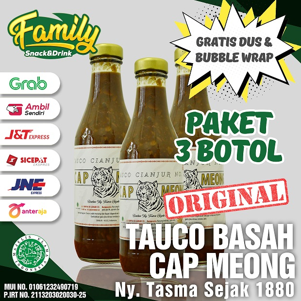 

Paket 3 botol Tauco Cap Meong Nyonya Tasma (isi 200 ml) | TAUCO NO.1 ASLI CIANJUR