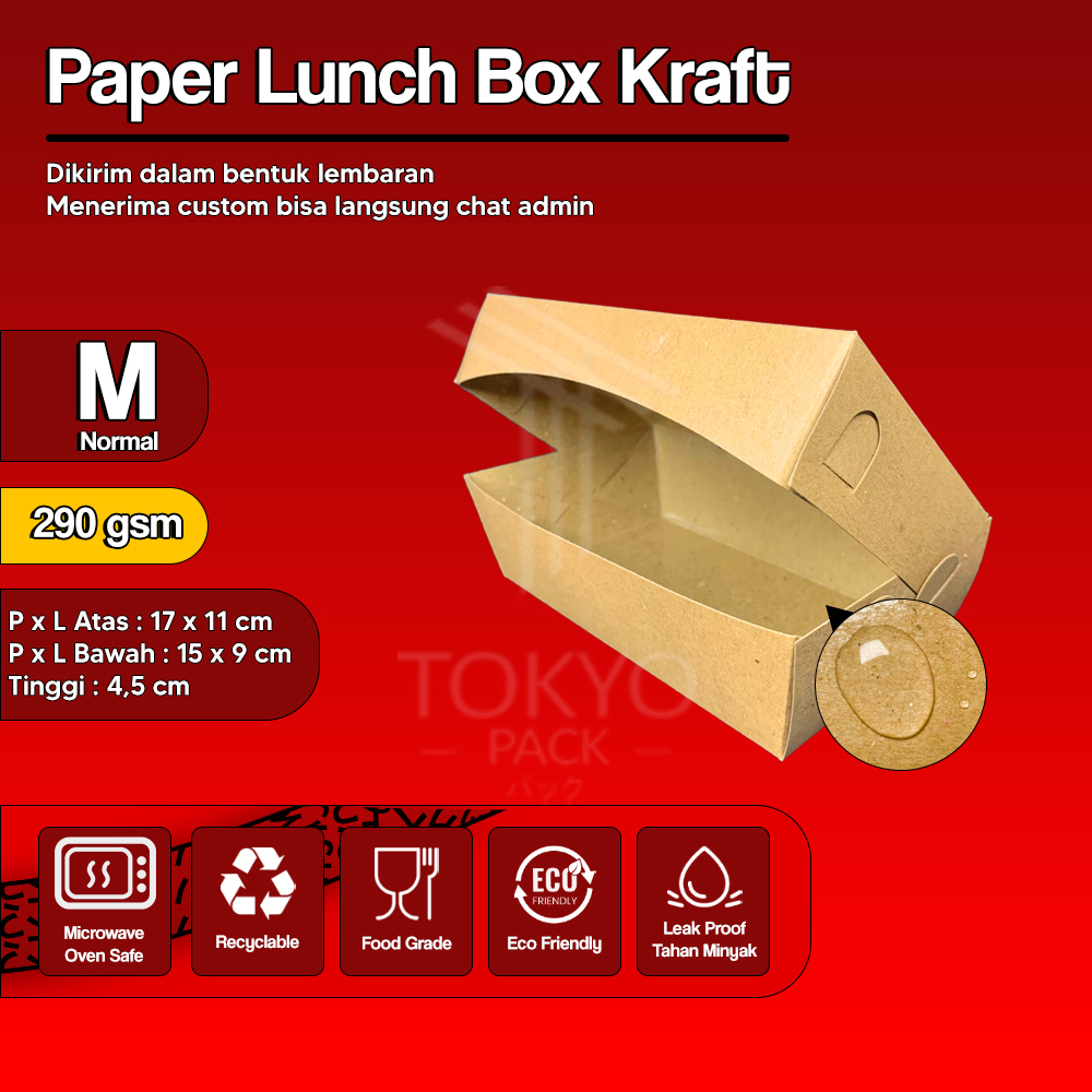 PAPER LUNCH BOX M BAHAN KRAFT/LUNCH BOX PAPER M COKLAT