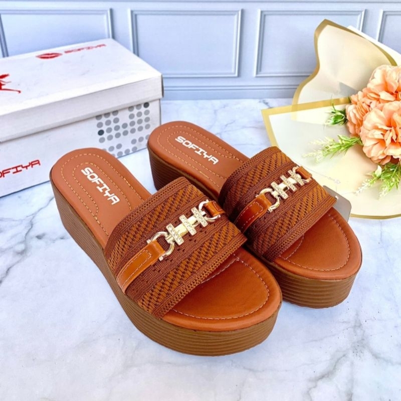 Sandal Wedges Wanita Sofiya Rajut Import Kekinian Terbaru