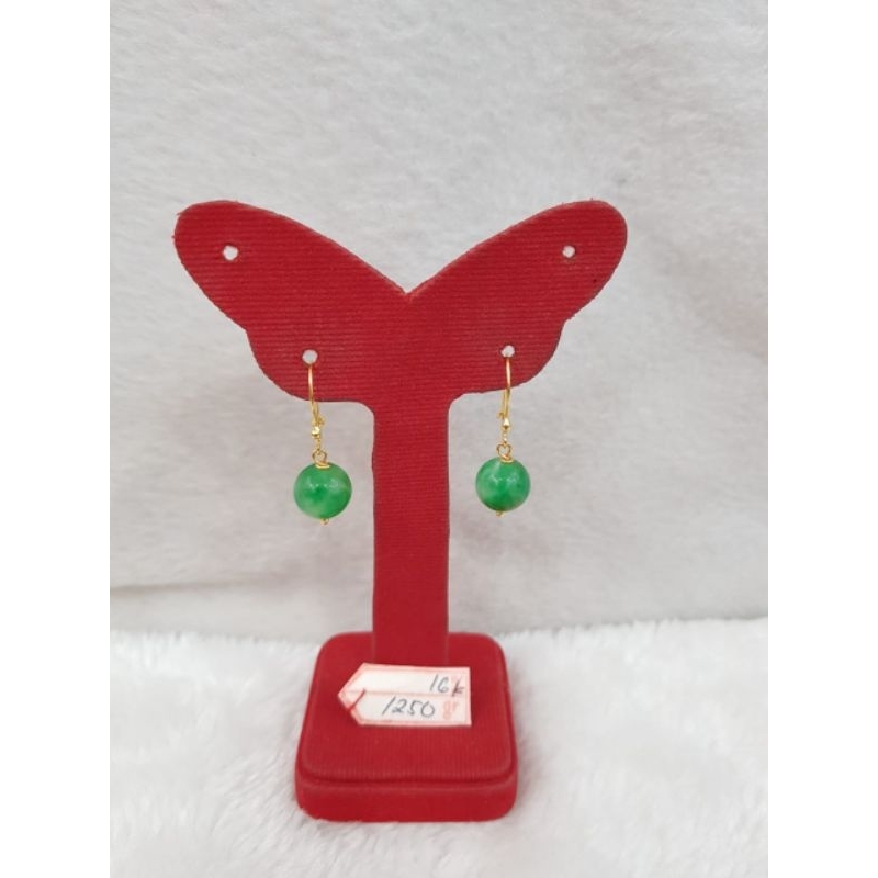 AT2666N354N anting mata batu giok sembur hijau emas kuning asli berat 1.250 sama mata 3.800 kadar 70