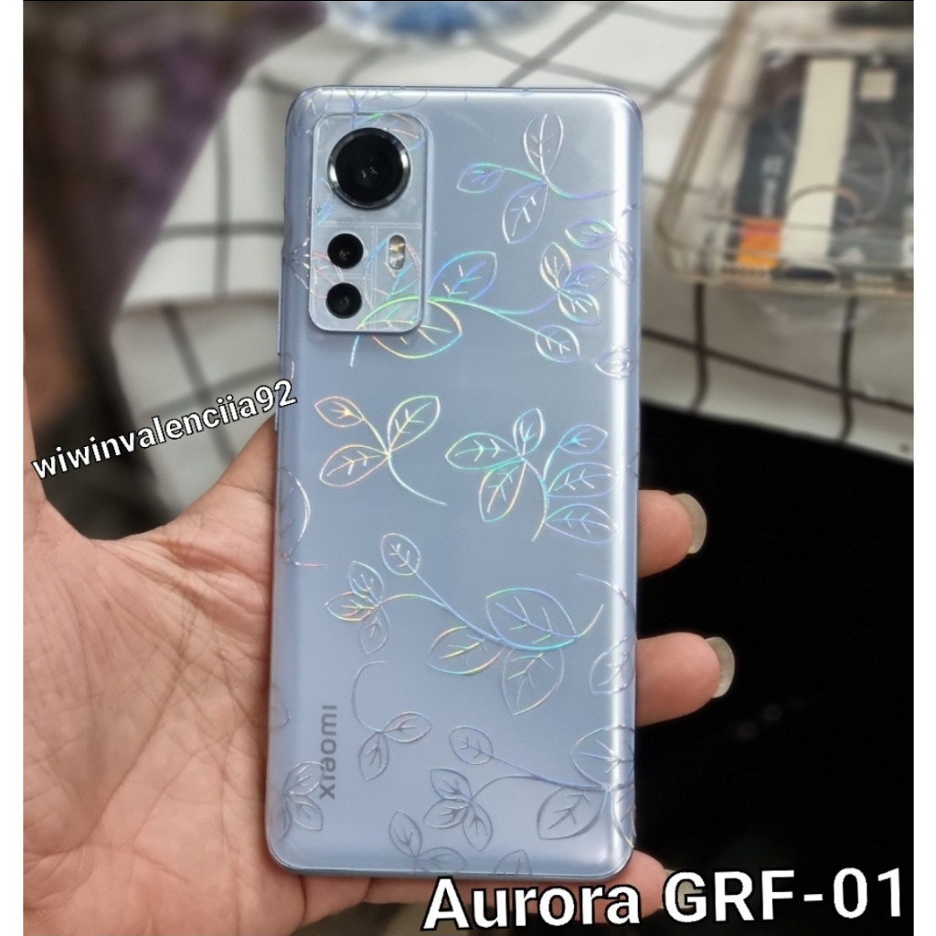 Custom Skin RAINBOW 5G Realme X XT X2 PRO X3 SUPERZOOM REALME 5 5i 5s 5Pro 3 3Pro 2 2 Pro 1 Garskin Gar Skotlet Stiker Gambar Motif Garis Simetris AURORA HOLOGRAM BUNGA Belakang Pelindung Anti Jamur CLEAR Murah plastik Tempel Transparent 4G Super Zoom 5G