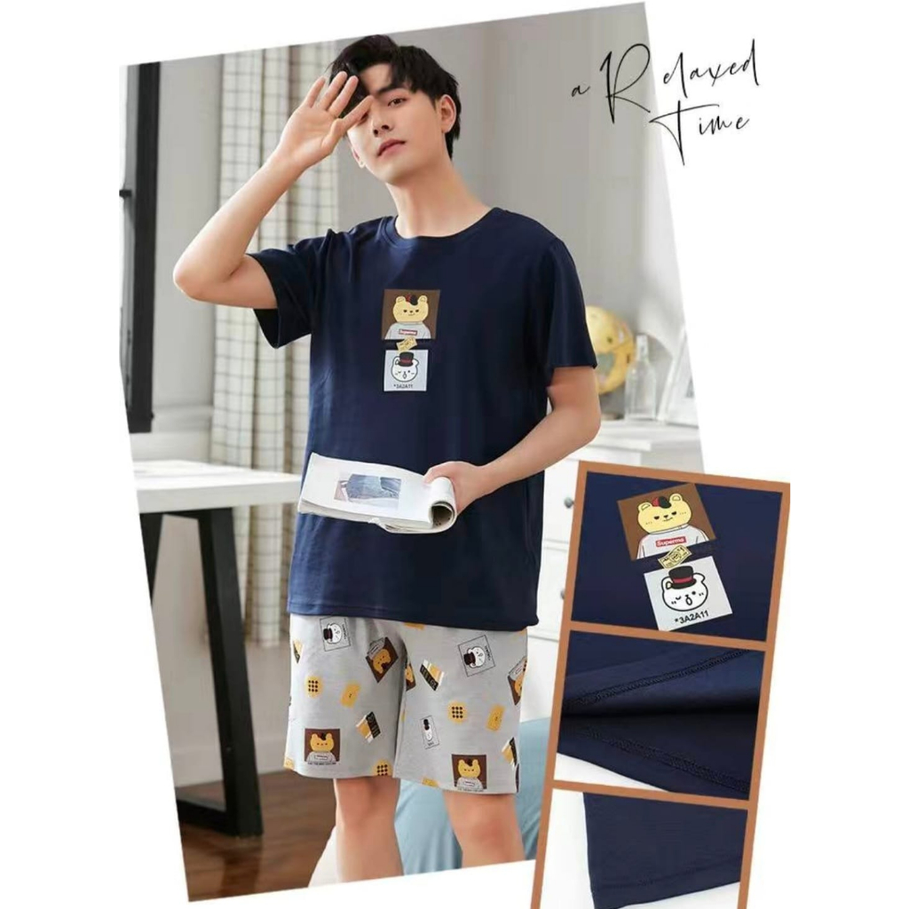 Baju tidur piyama cowok bahan kaos import HPCOWOK