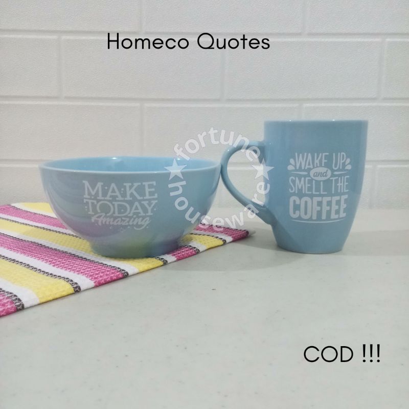 HOMECO  Paket Hemat Mug + Mangkok Quotes Collection